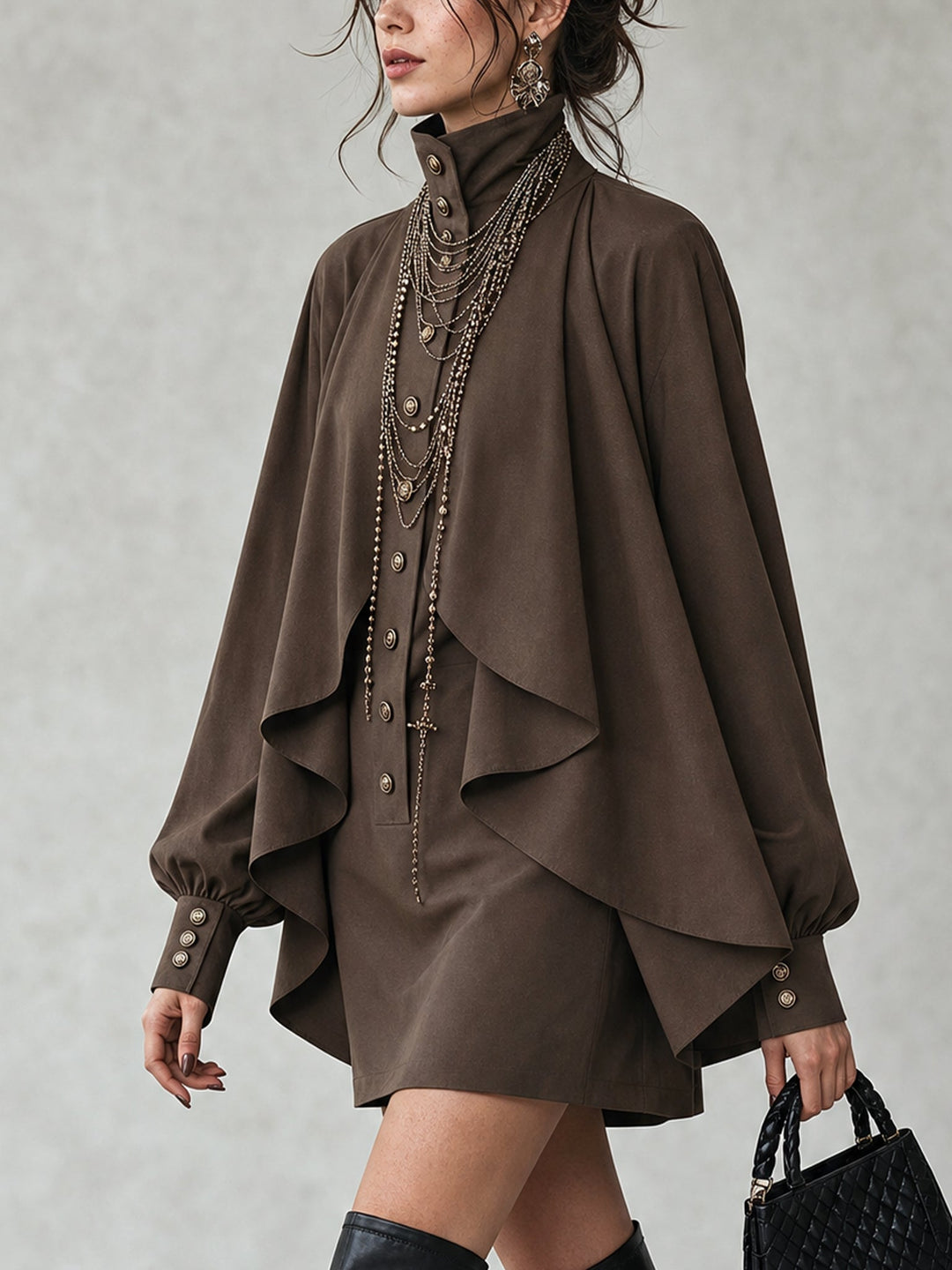 Ophelia | High-Neck Cape Mini Dress