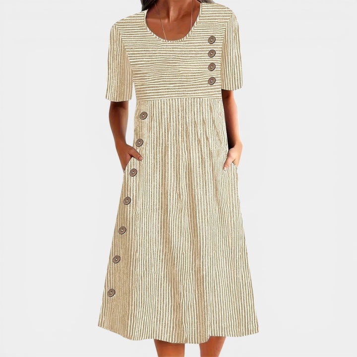 BRIENNE™ - ELEGANT STRIPED MIDI DRESS