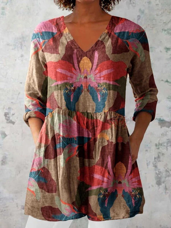 LISA™ - ELEGANT ABSTRACT COMFORT BLOUSE