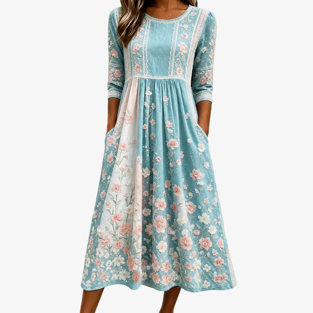 LENA™ - ELEGANT FLORAL MIDI DRESS