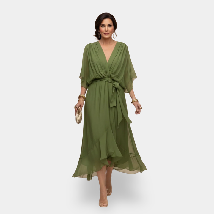 MARTA™ - CHIFFON V-NECK MAXI DRESS