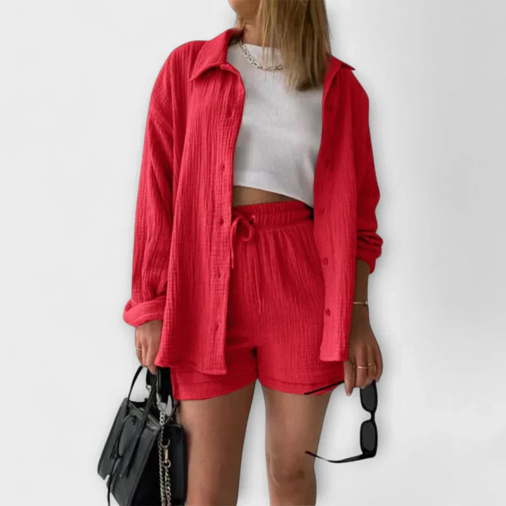 VANESSA 2-PIECE BUTTON UP AND SHORTS SET