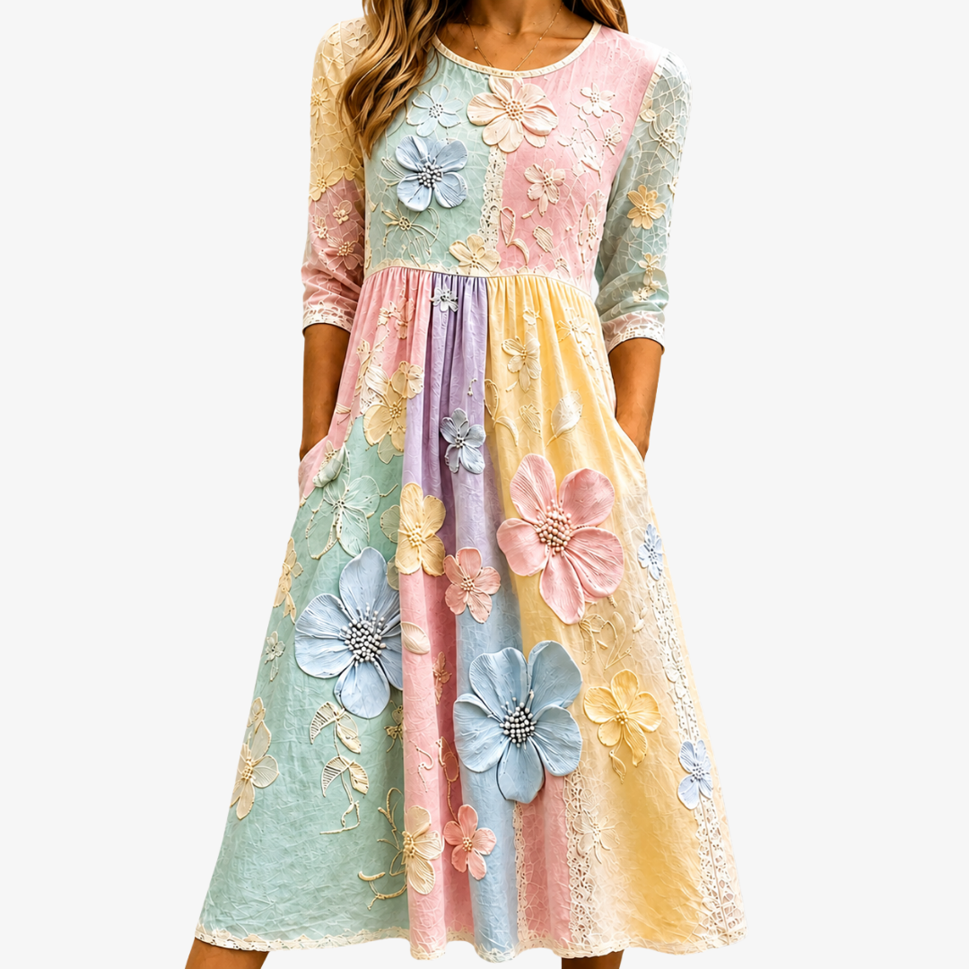 MARGARET™ - PASTEL GARDEN MIDI DRESS