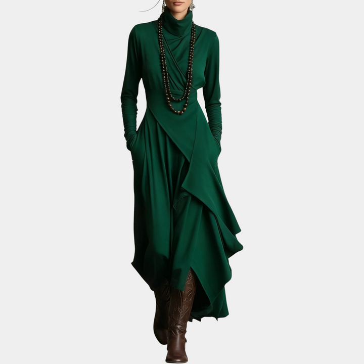 GIORGIA™ - PLEATED HIGH NECK MAXI DRESS