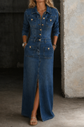 LEILA™ - CLASSIC COMFORTABLE DENIM MAXI DRESS