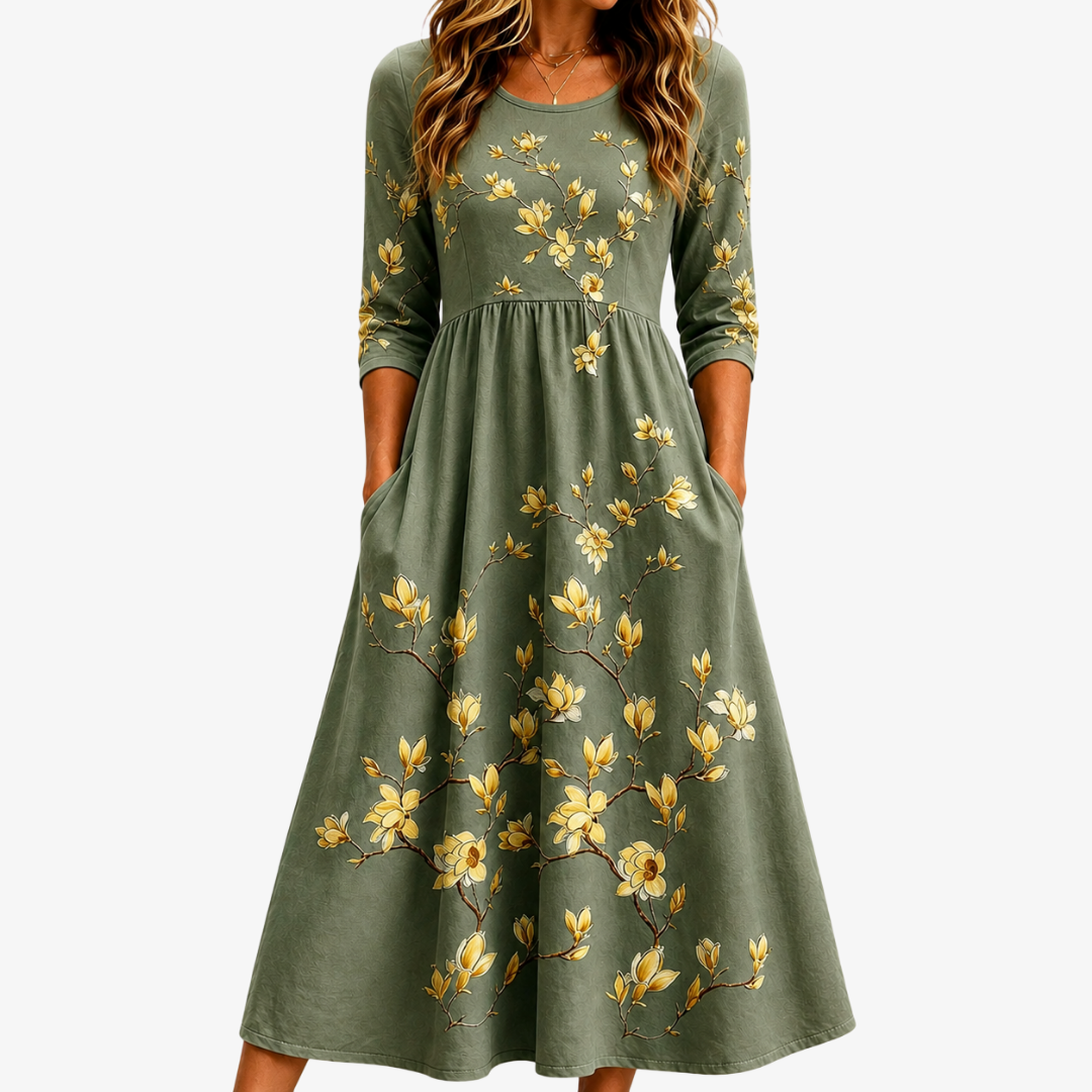 ANNA™ - ELEGANT BLOSSOM MIDI DRESS