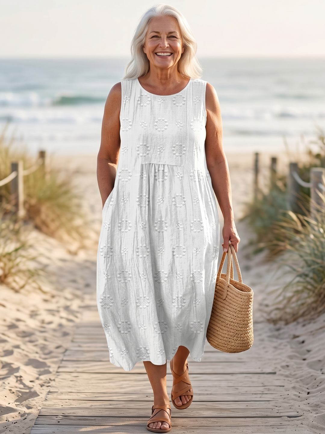 AIKATERNINI™  - ELEGANT SLEEVELESS MIDI DRESS WITH POCKETS
