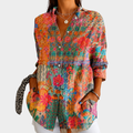 AMELIA™ - FLORAL PATCHWORK AUTUMN BLOUSE