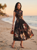 GRETA™ - HIGH NECK KEYHOLE MIDI DRESS
