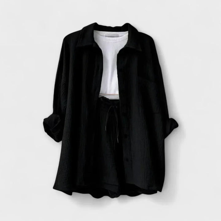 VANESSA 2-PIECE BUTTON UP AND SHORTS SET