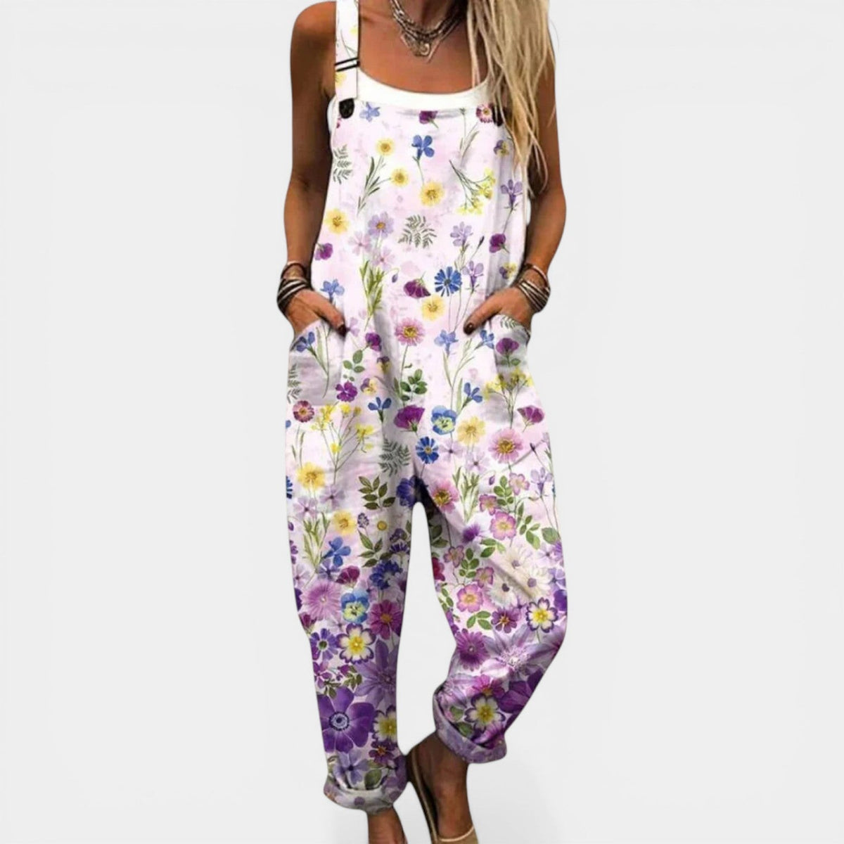EVA™ - RELAXED FIT FLORAL OVERALLS