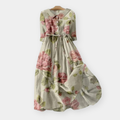 ALISHA™ - FLORAL LINEN MIDI DRESS