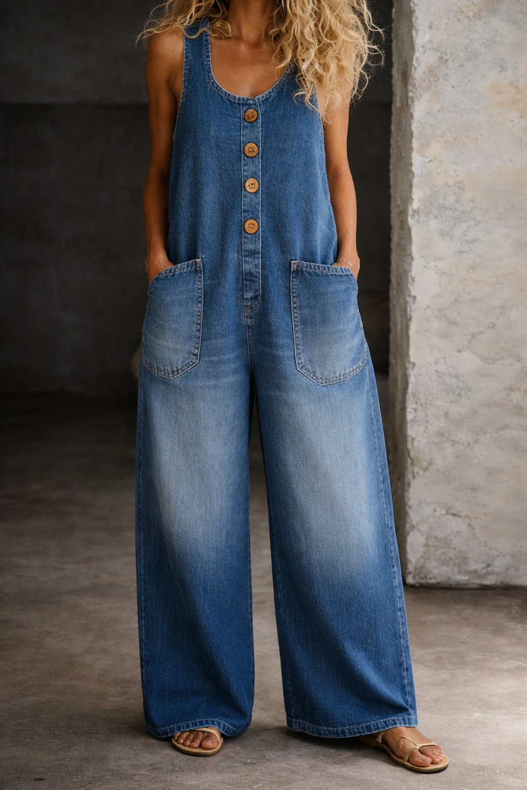 SAYLOR™ - VINTAGE WASHED COTTON DENIM OVERALLS