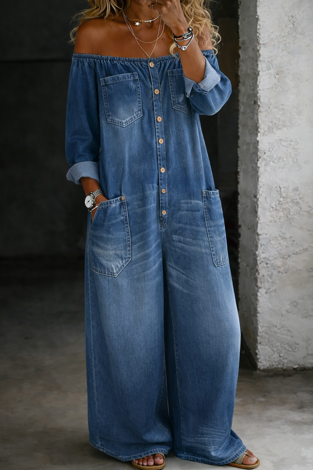 ELENA™ - LONG-SLEEVE SUMMER DENIM JUMPSUIT