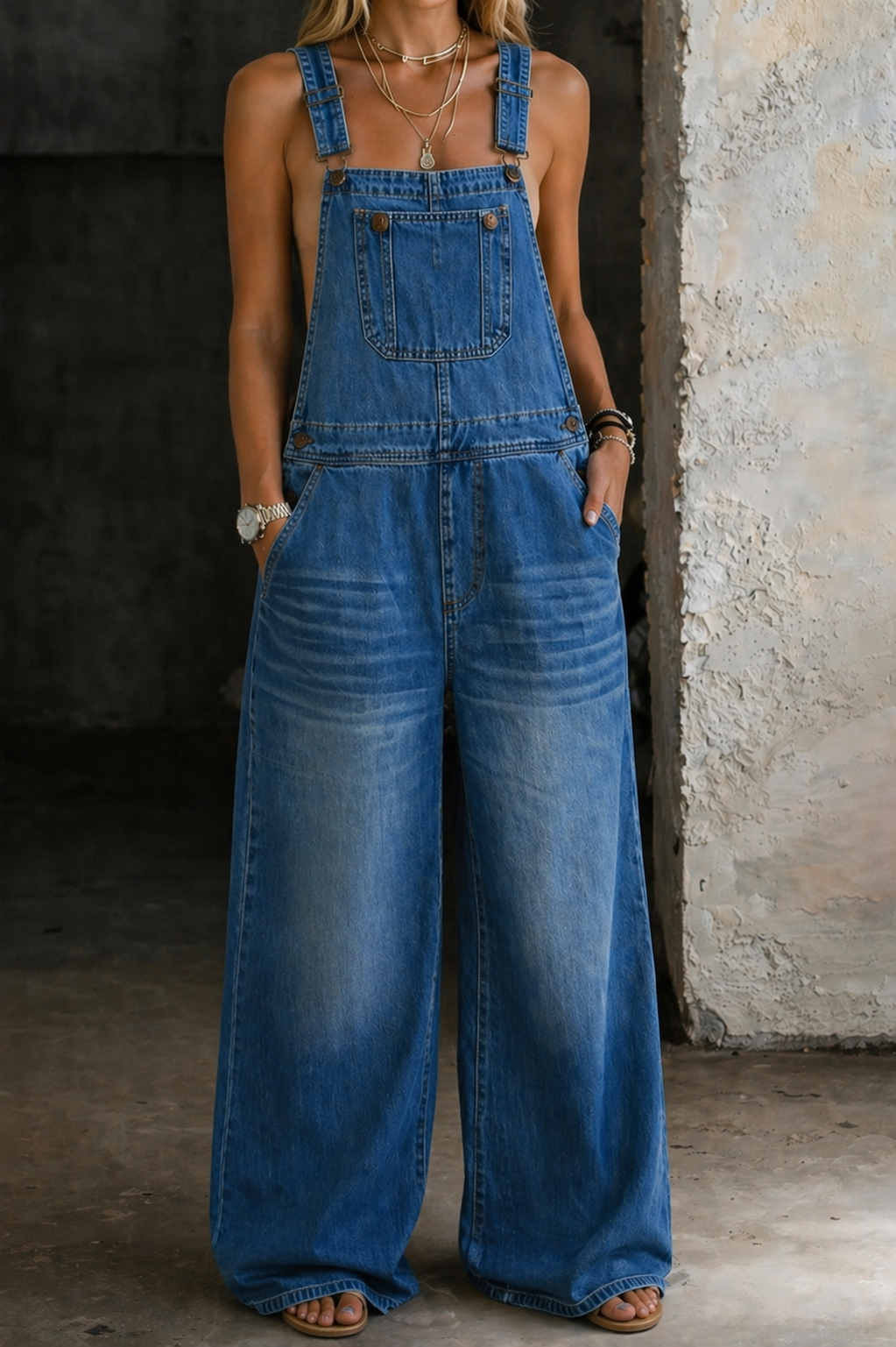 ELAINE™ - DENIM ELASTIC WAIST JUMPSUIT