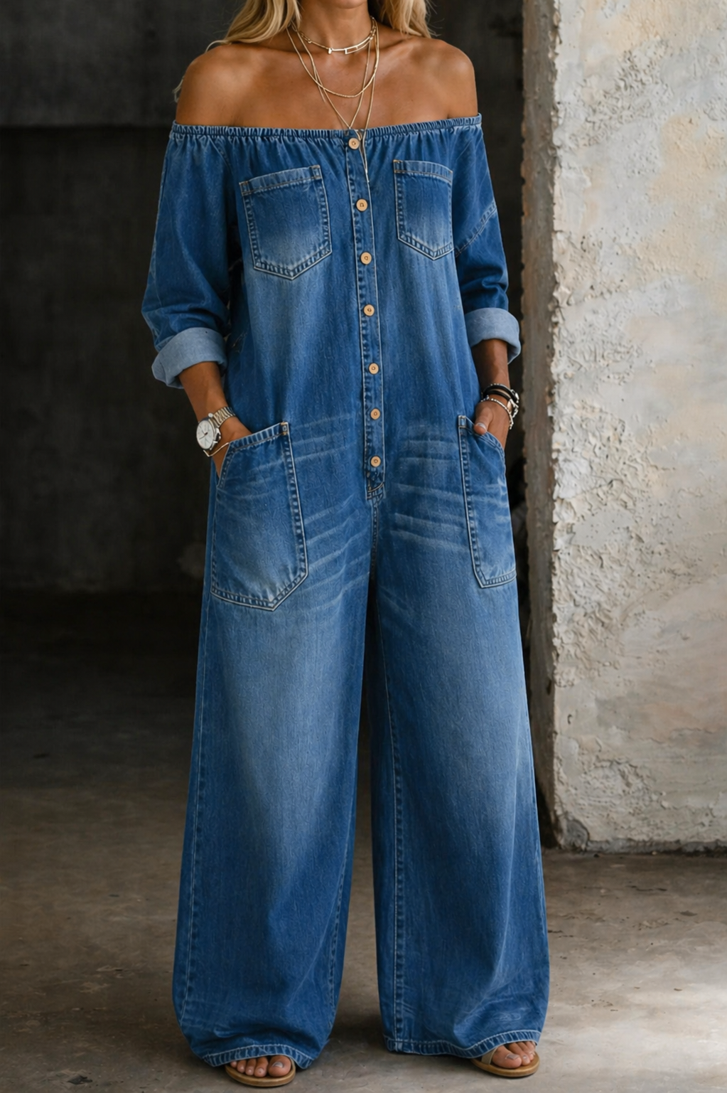 ELENA™ - LONG-SLEEVE SUMMER DENIM JUMPSUIT
