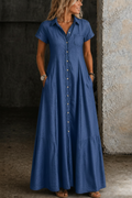 ELIZA™ - ELEGANT DENIM MAXI DRESS