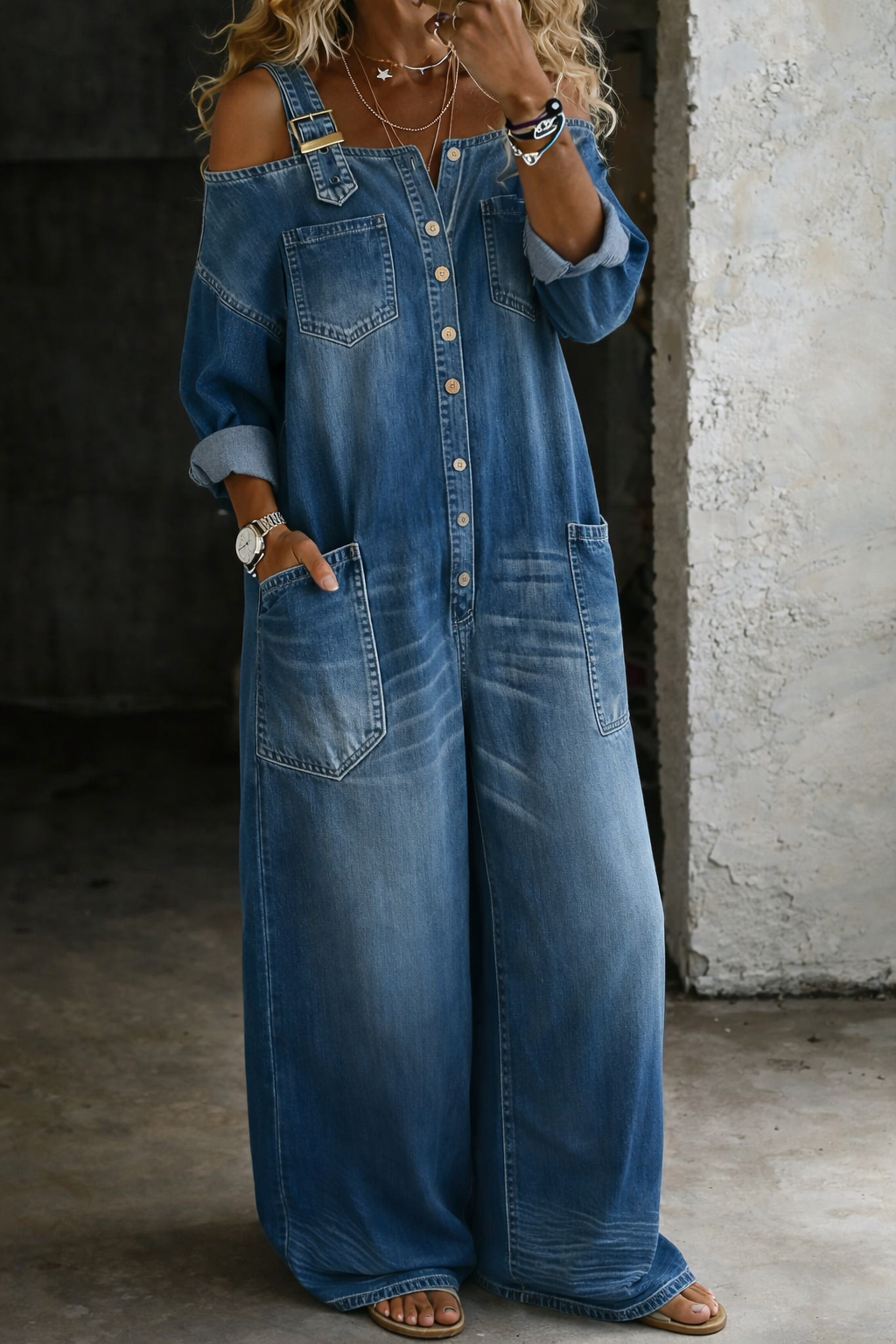 SOPHIA™ - STRAPPED VINTAGE DENIM OVERALLS