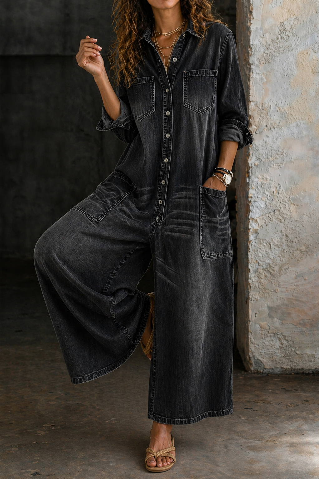 VIVIENNE™ - CASUAL DENIM WIDE LEG JUMPSUIT