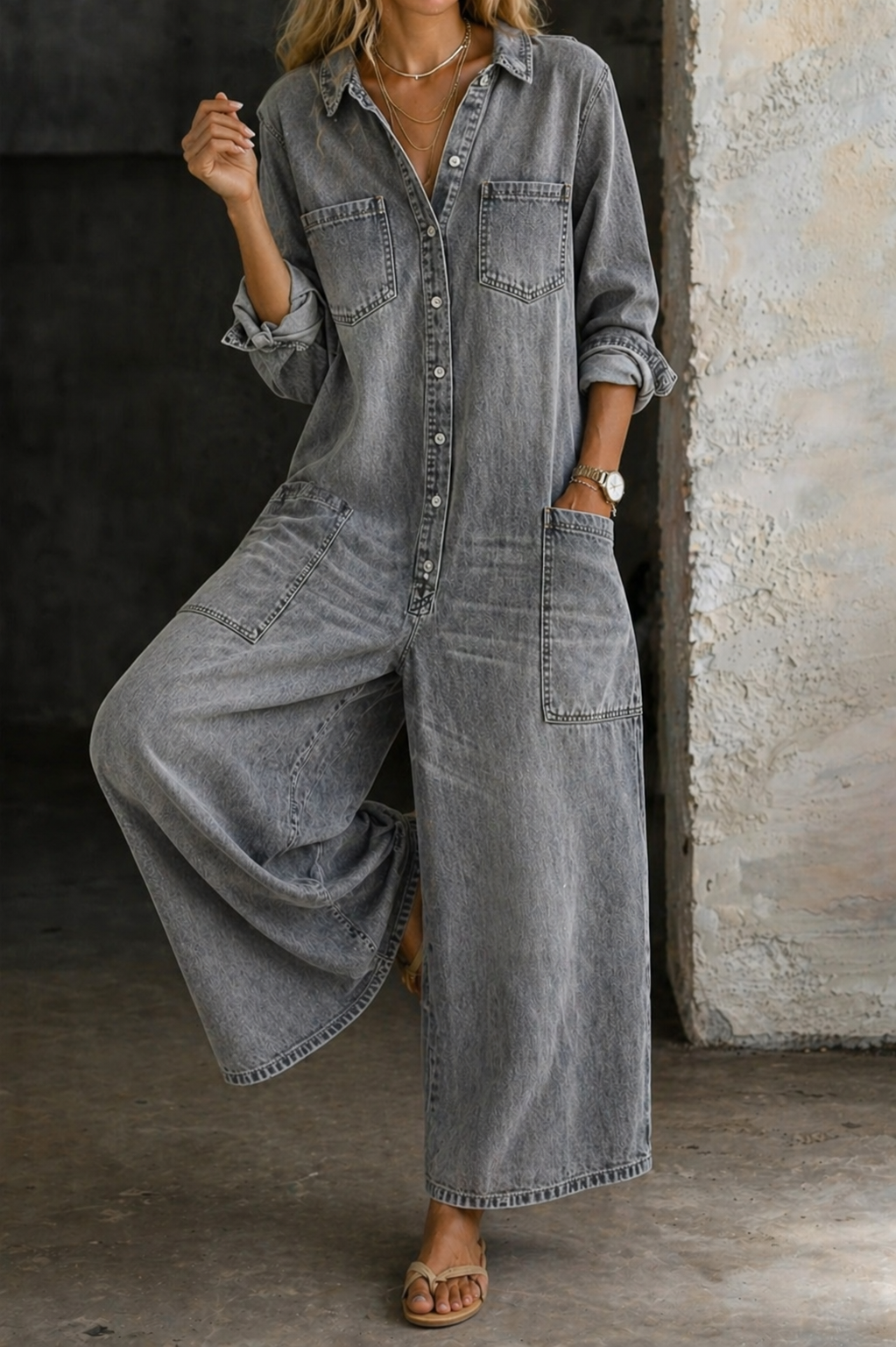 VIVIENNE™ - CASUAL DENIM WIDE LEG JUMPSUIT