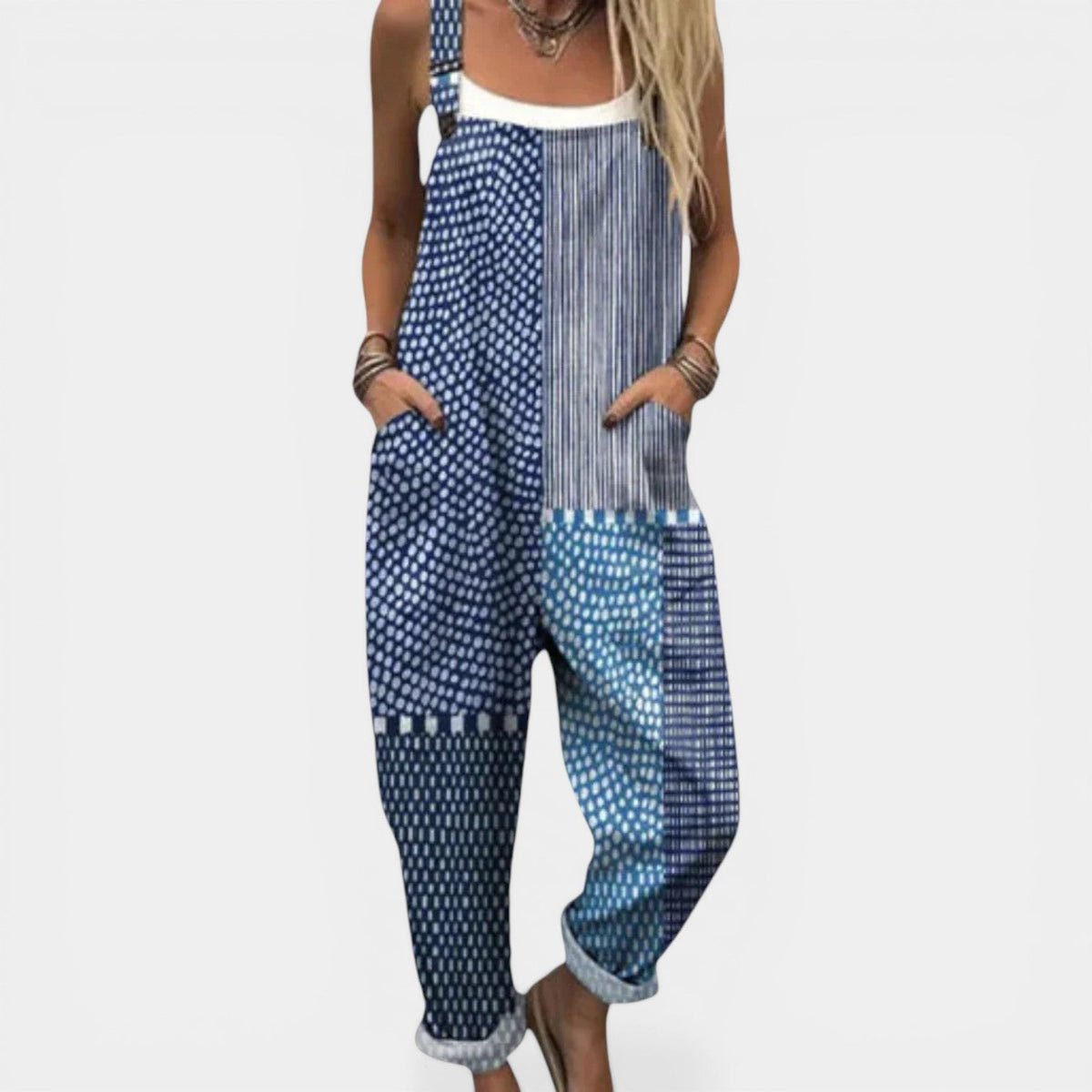 RAPHAELA™ - RELAXED FIT PATCHWORK OVERALLS