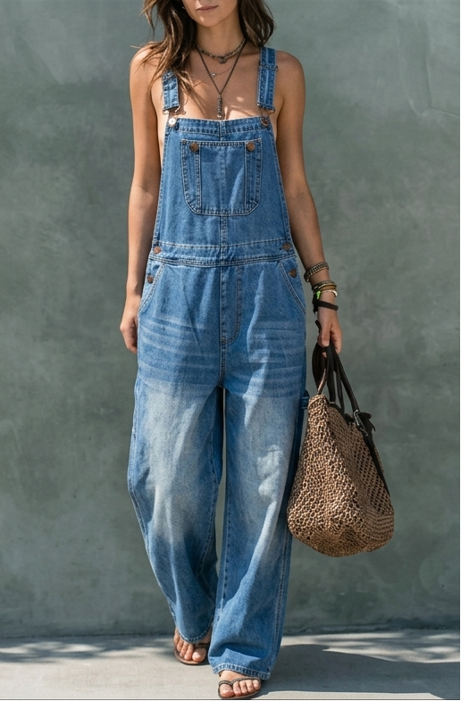 ELAINE™ - DENIM ELASTIC WAIST JUMPSUIT