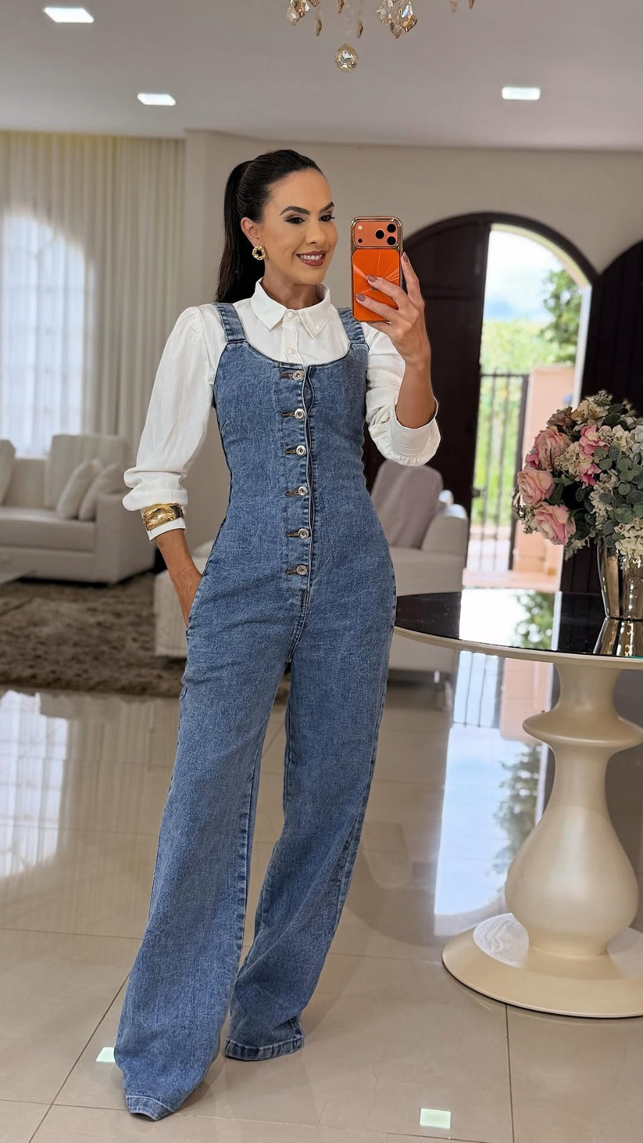 HEIDI™ - ELEGANT FLARED DENIM JUMPSUIT