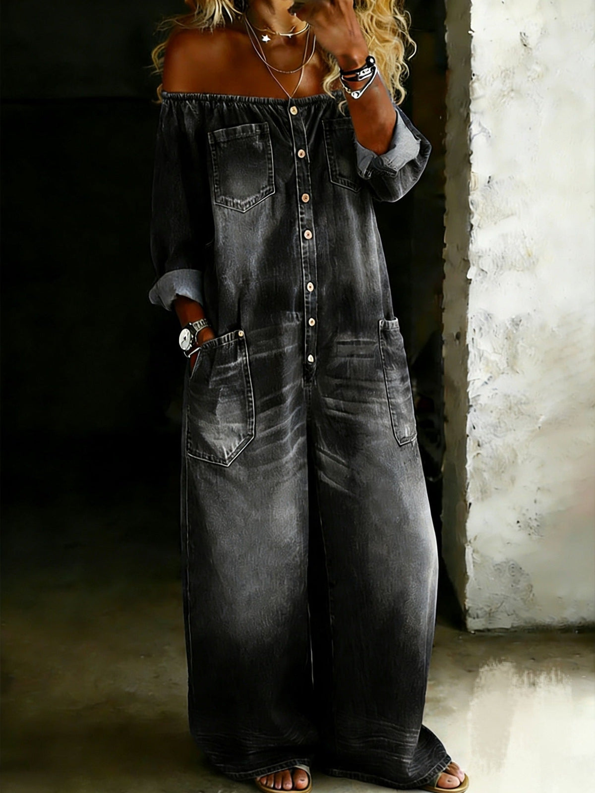 ELENA™ - LONG-SLEEVE SUMMER DENIM JUMPSUIT
