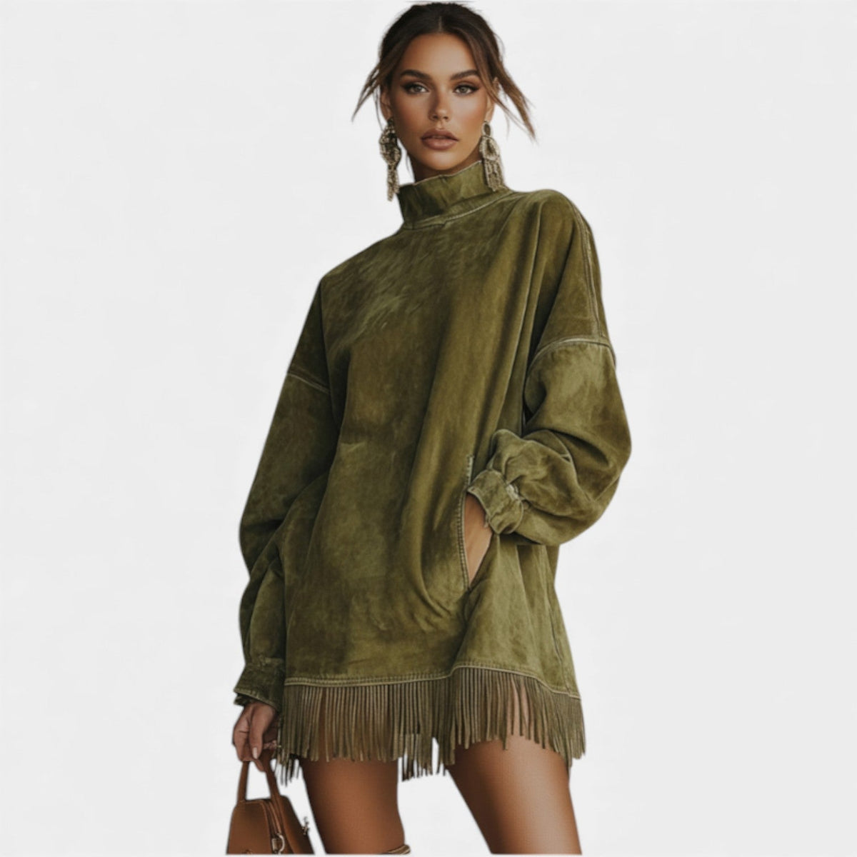 SHERRY™ - COZY CASHMERE FRINGE DRESS