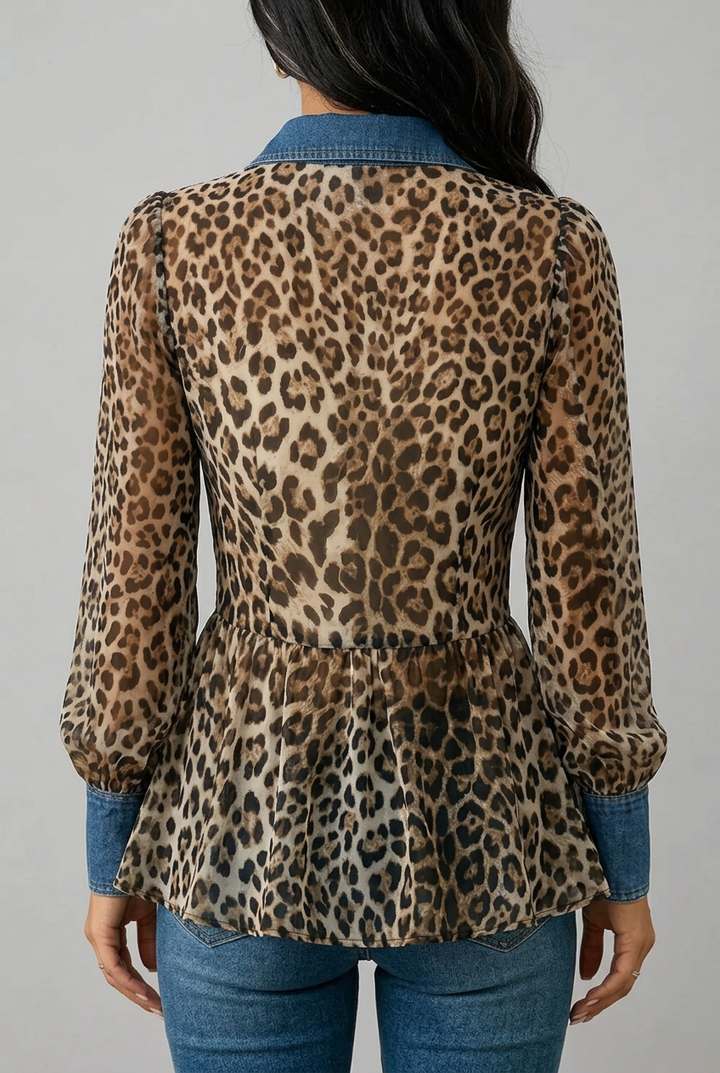 FABLENNE™ - LEOPARD-PRINT DENIM JACKET
