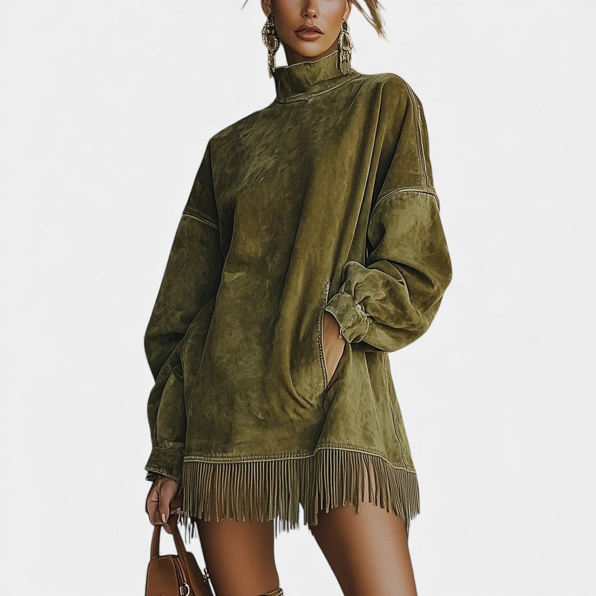 SHERRY™ - COZY CASHMERE FRINGE DRESS