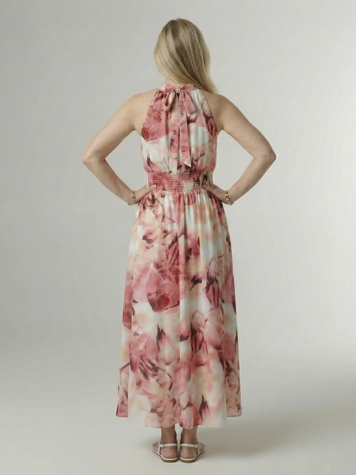 SYLIN™ - GATHERED HALTER MIDI DRESS