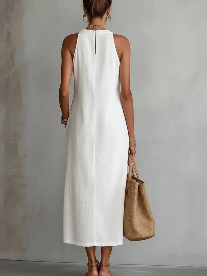 JIMENA™ - COTTON LINEN MIDI DRESS
