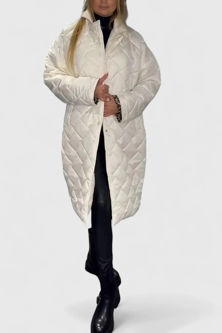 DAVINA – REVERSIBLE LEOPARD PRINT QUILTED COAT