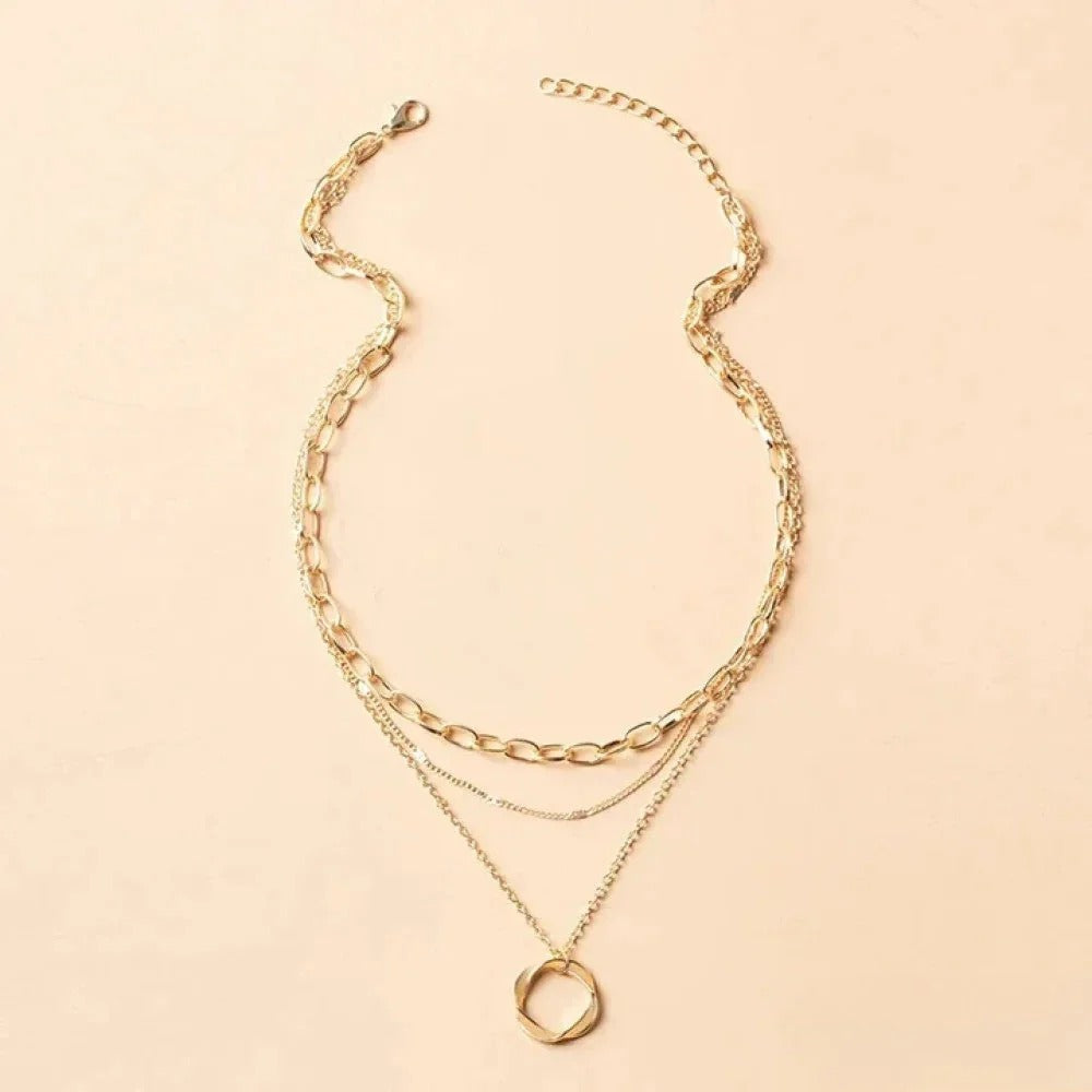 ADRIANA - RETRO LAYERED GOLD NECKLACE