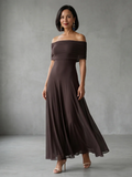 JUNE™ - OFF SHOULDER DRAPED MIDI DRESS