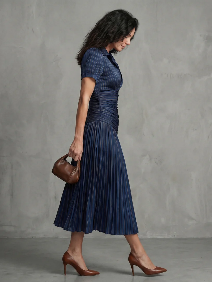 THEODORA™ - PLEATED WAISTLINE MIDI DRESS