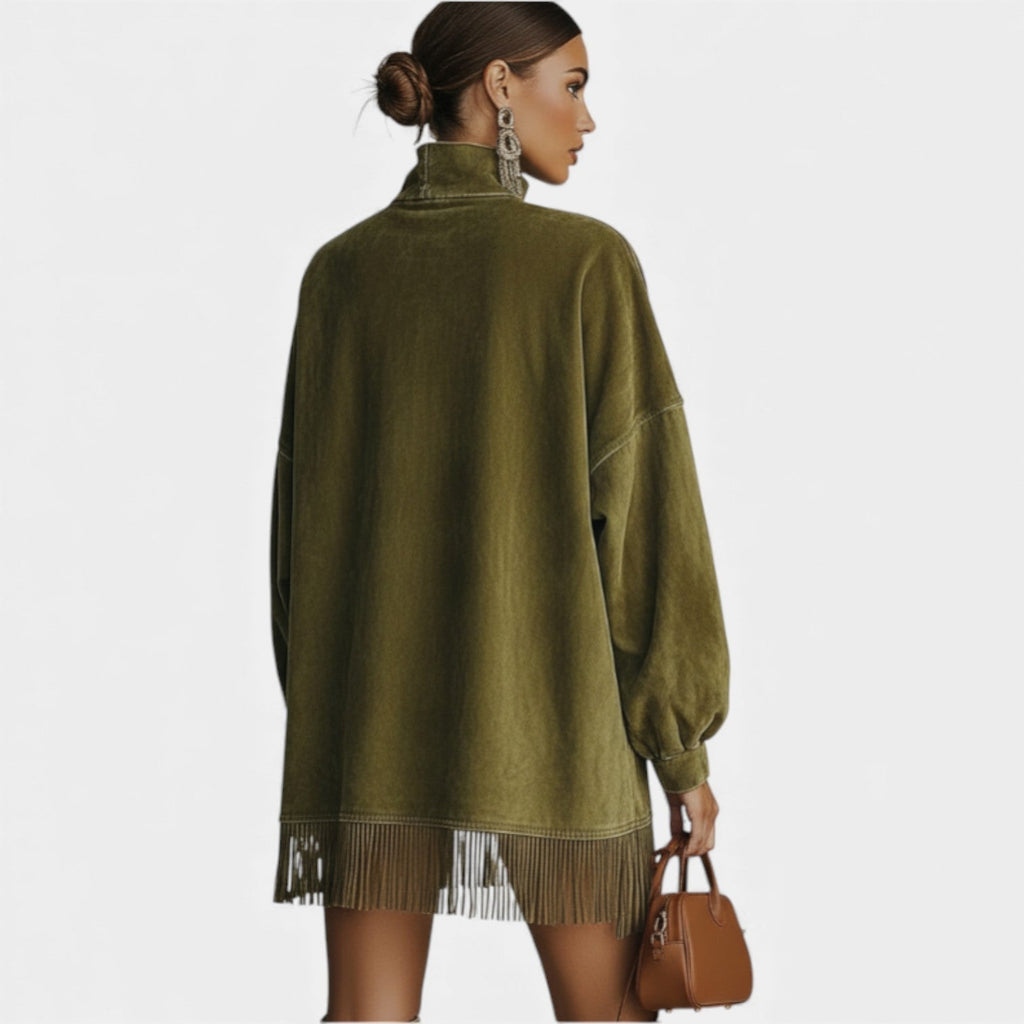 SHERRY™ - COZY CASHMERE FRINGE DRESS
