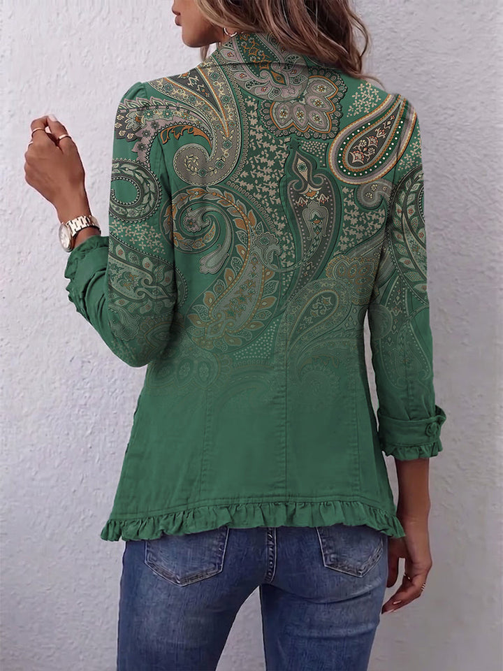 JEMARA™ - BOHEMIAN PAISLEY RUFFLED JACKET
