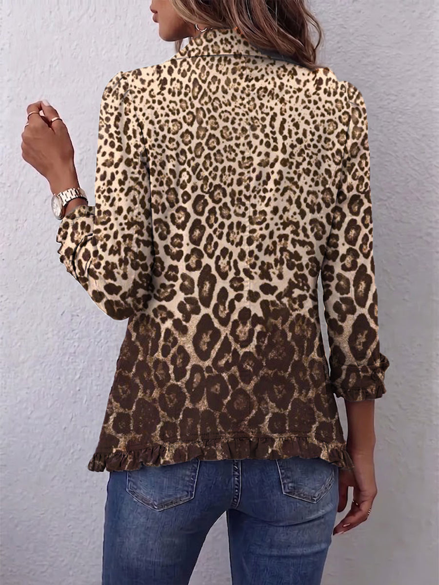 NAVARA™ - LEOPARD PRINT RUFFLED JACKET