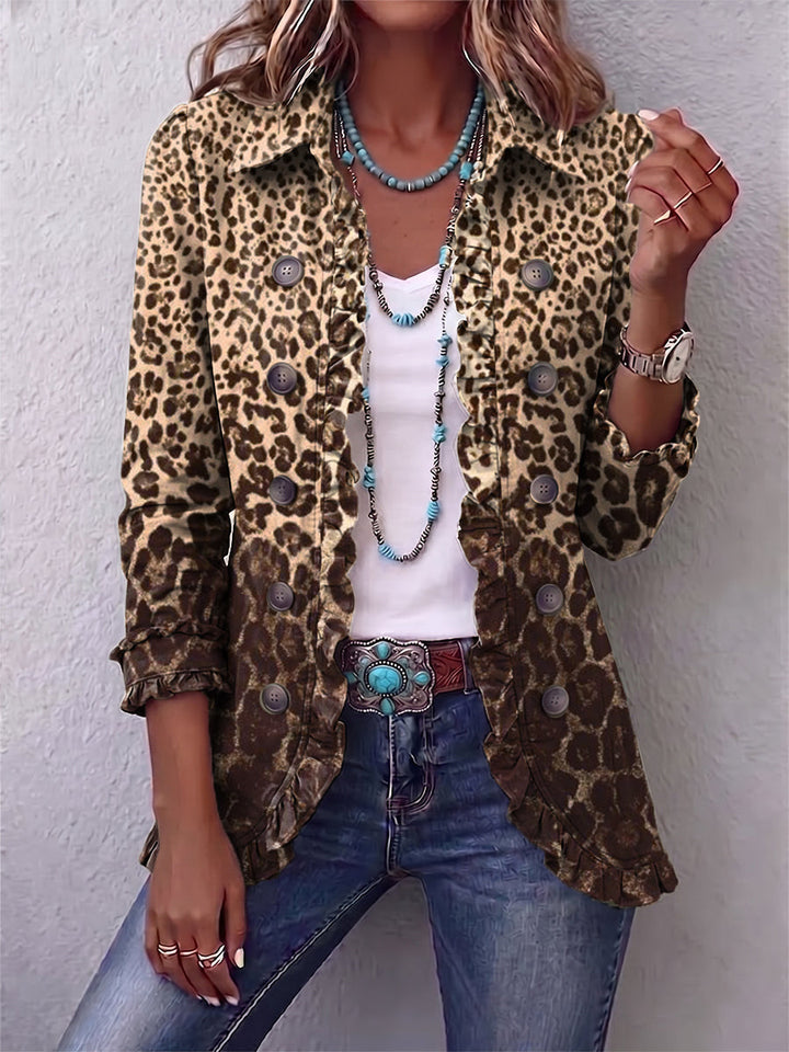 NAVARA™ - LEOPARD PRINT RUFFLED JACKET