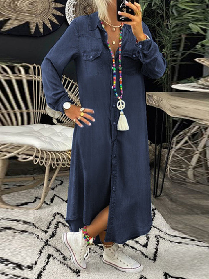 HELEN™ - CASUAL DRAPED DENIM MAXI DRESS